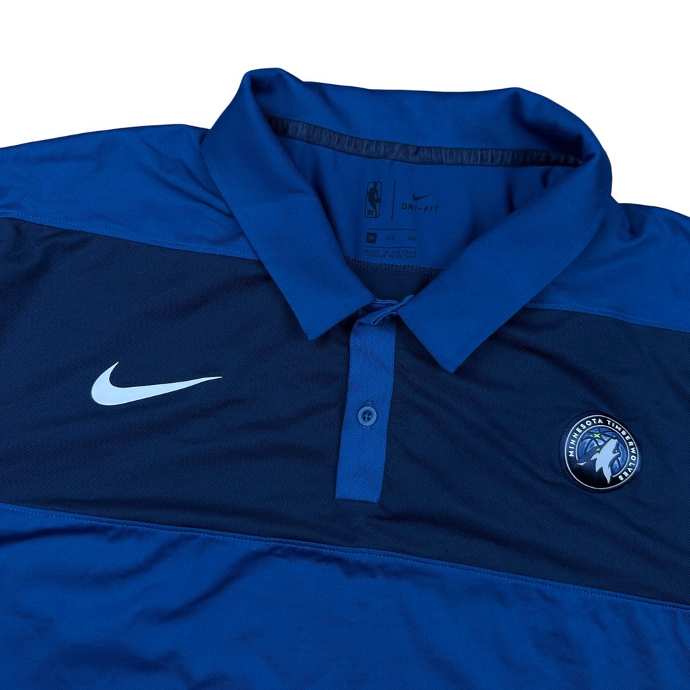 Nike Minnesota Timberwolves NBA Dri-FIT Polo Shirt Mens 3XL Blue Short Sleeve
